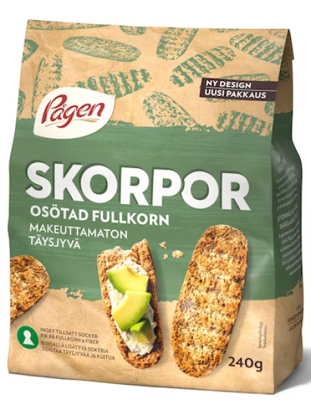 Цельнозерновые сухари Pågen Skorpor Täysjyvä 240г