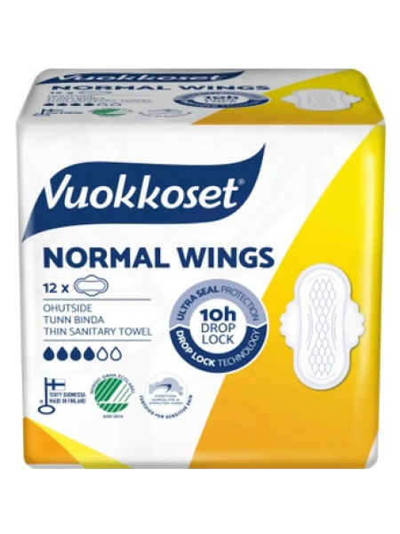 Прокладки тонкие с крылашками Vuokkoset Normal Wings 12шт