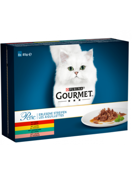 Влажный корм для взрослой кошки Gourmet Perle Mini Filets 8x85г ассорти