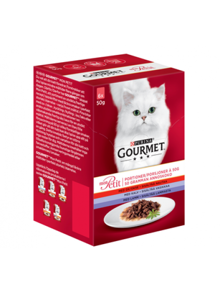 Мясные консервы для кошек Gourmet Mon Petit 6x50г говядина телятина баранина