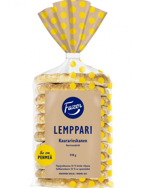 Овсяно пшеничный хлеб Fazer lemppari Kaura-Vehnä 12шт/310г